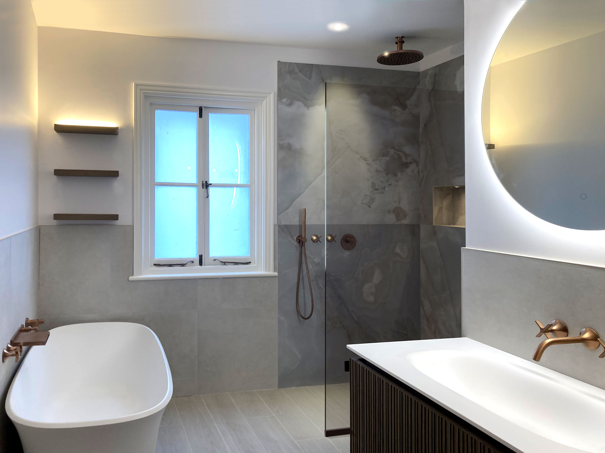 Bespoke designer bathroom renovation in Surbiton